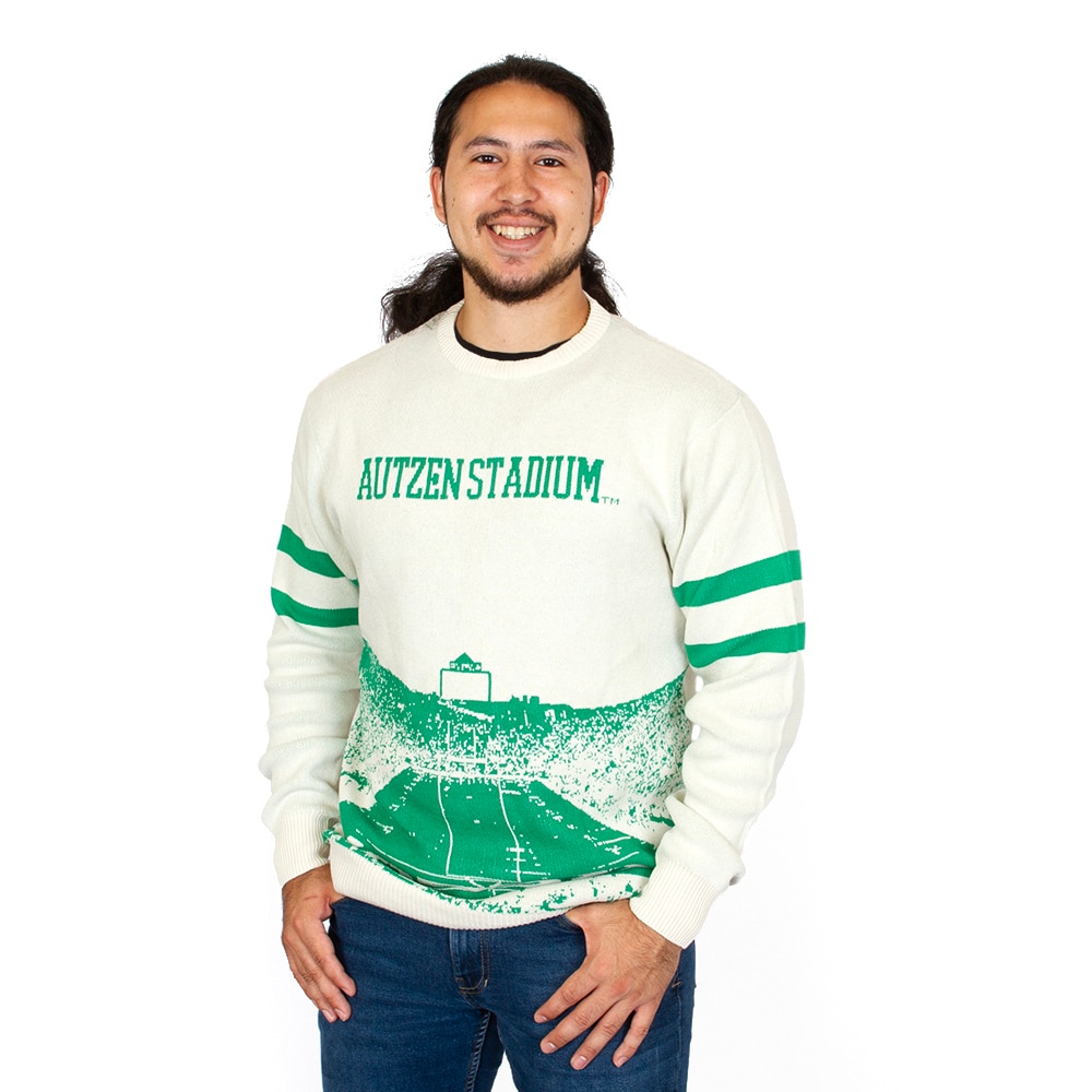 Autzen Stadium, White, Pullover, Cotton Blend, Men, Unisex, Football, U-Scape, Renew, Vintage, 9.0 ounce, Outline design, Sweater, 941626